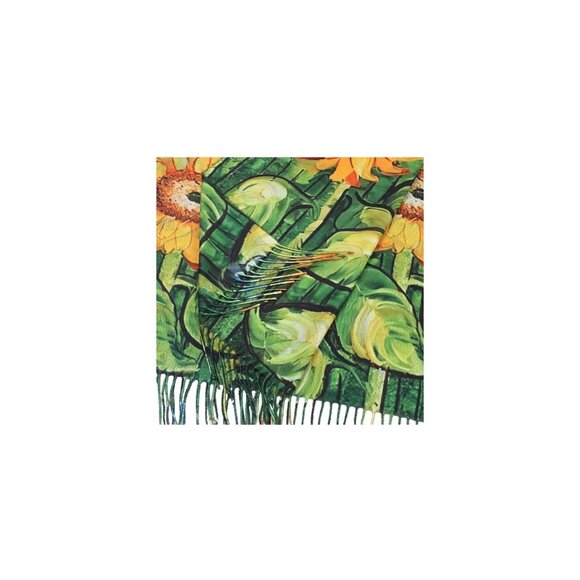 Van Gogh Inspired Sunflowers Scarf Wrap Shawl With Tassels - Picture 5 of 7